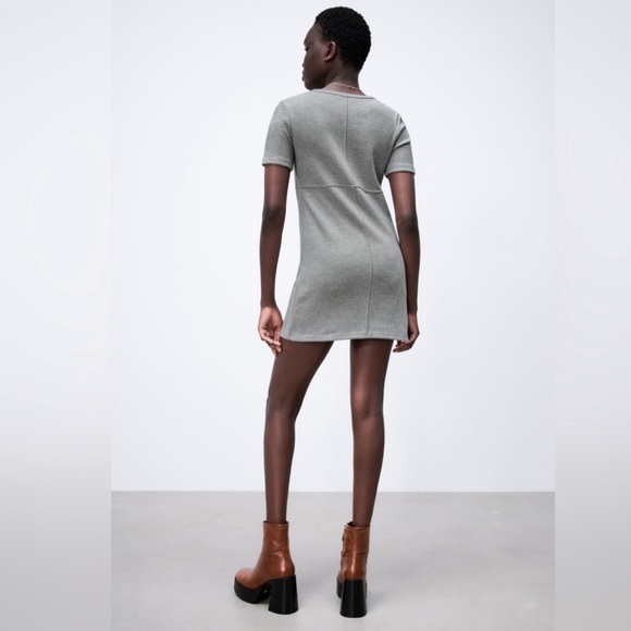 Zara Gray Short Sleeve Sweater Dress - Picture 3 of 10